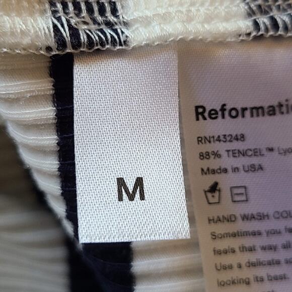 REFORMATION Charli Ribbed Ceto Striped T Shirt Dress Black White Women's M‎ - Picture 9 of 10